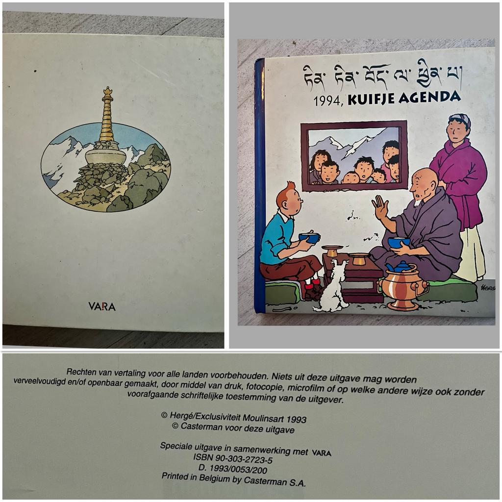 Kuifje Agenda 1994 - VARA Uitgave - Als Nieuw, Ophalen of Verzenden, Kuifje, Zo goed als nieuw, Boek of Spel