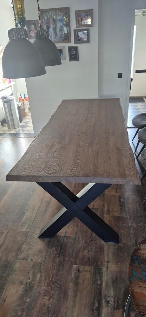 Massief eiken eettafel, Gebruikt, 100 tot 150 cm, Ophalen of Verzenden, 150 tot 200 cm