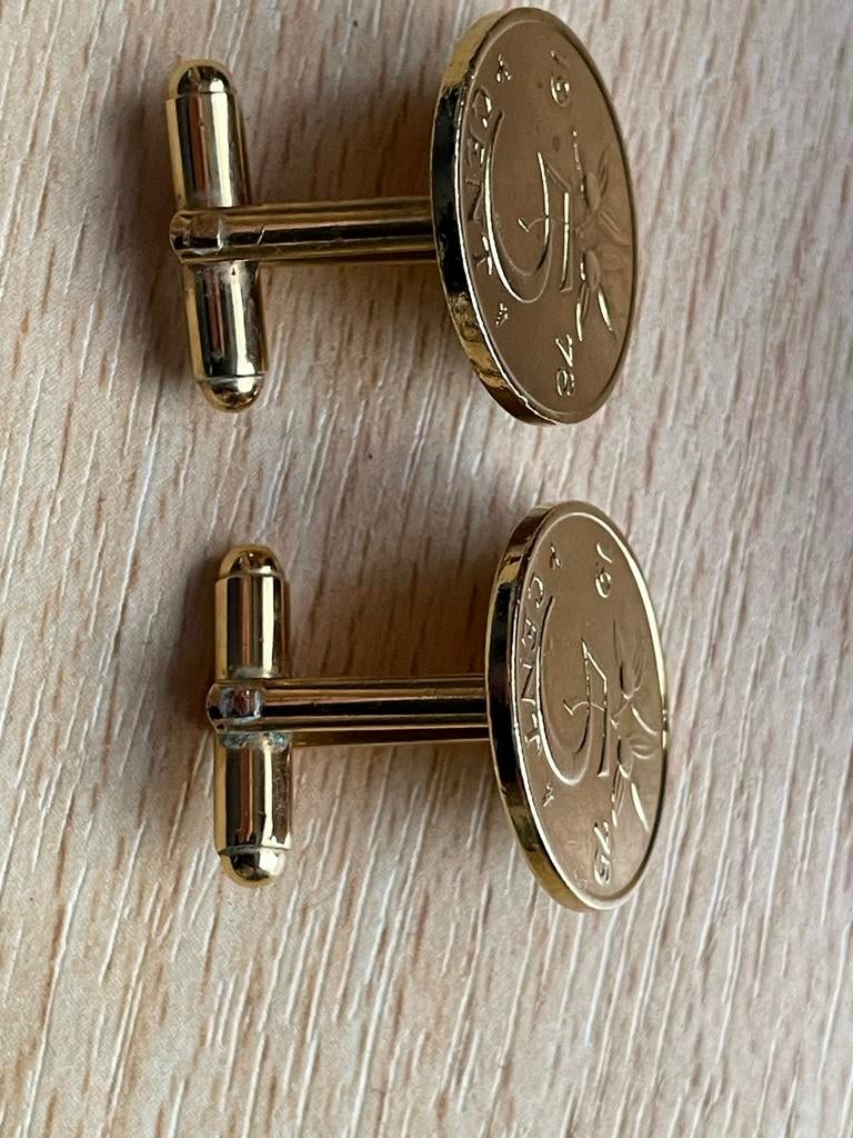 Manchetknopen gemaakt van oude Nederlandse stuiver, Ophalen of Verzenden, Nieuw, Overige materialen, Verguld