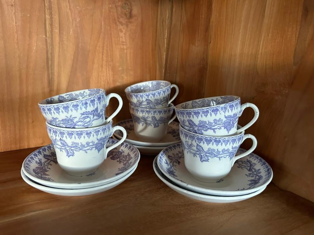 Geranium lila kop en schotels, Ophalen of Verzenden