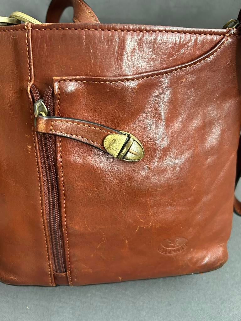 Mooie Ritelle leren tas, Ophalen of Verzenden, Gebruikt, Bruin, Handtas