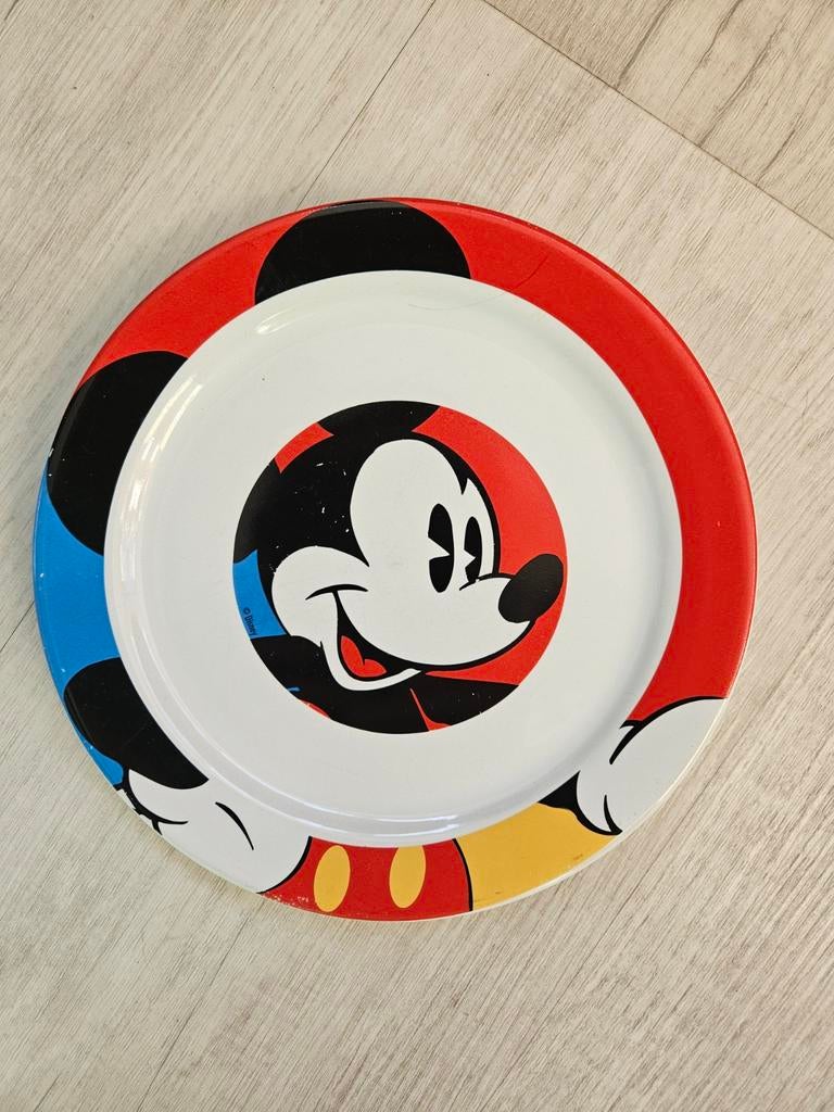 Aardewerk bordje met Mickey Mouse, Ophalen of Verzenden, Gebruikt, Overige materialen