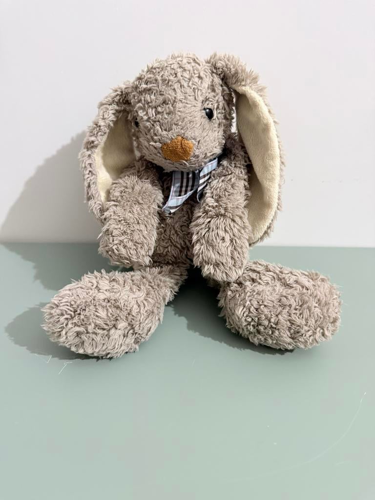 Knuffel konijn bunny rabbit grijs gebruikt, Ophalen of Verzenden, Zo goed als nieuw, Konijn