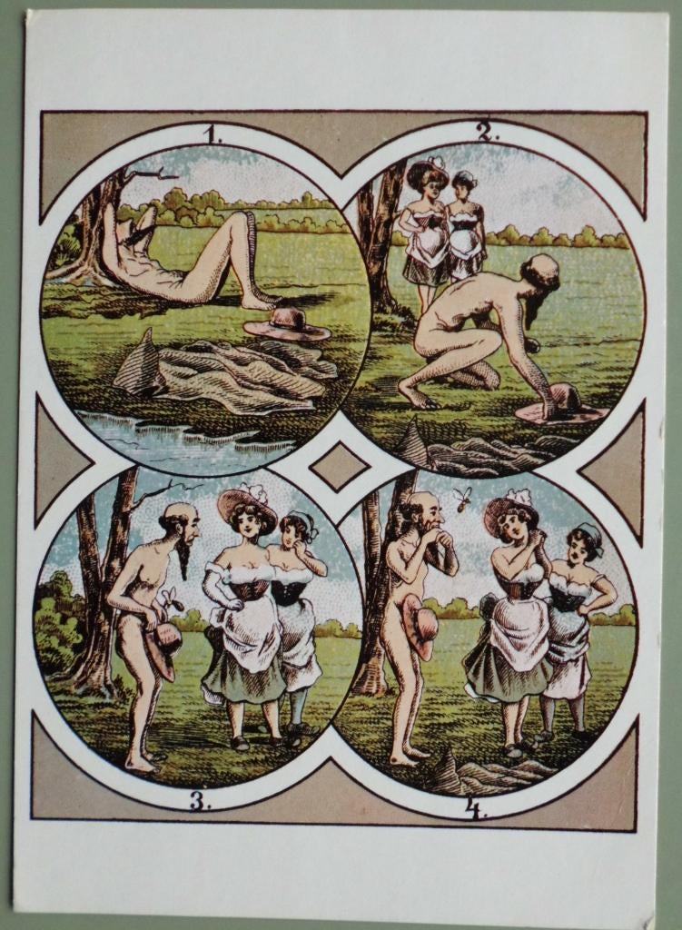 naakte man en 2 vrouwen - 307, Ophalen of Verzenden, 1980 tot heden, Ongelopen, Overige thema's