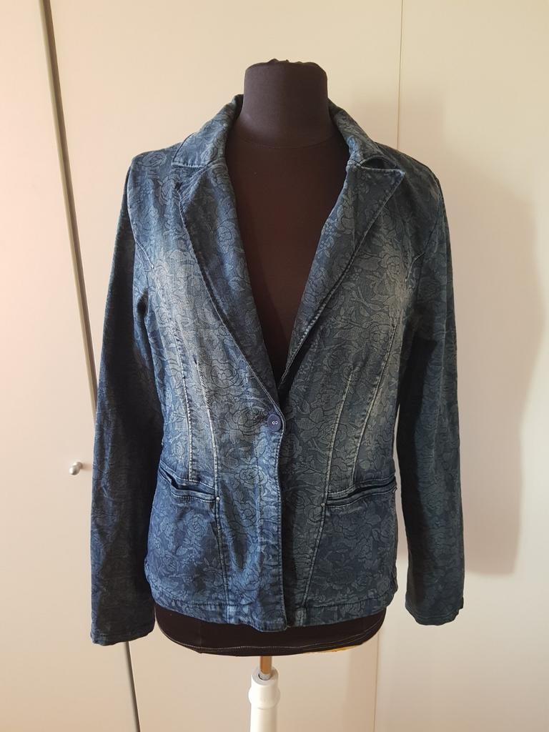 Blauw Geisha Denim getailleerd spijkerjasje - maat XL, Geisha, Ophalen of Verzenden, Maat 46/48 (XL) of groter, Blauw