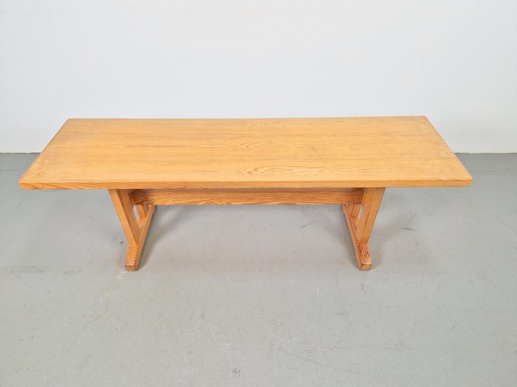 Scandinavisch Daumiller pine houten bank 1960 grenen bankje, Huis en Inrichting, Krukjes, N, N, Ophalen of Verzenden, Zo goed als nieuw