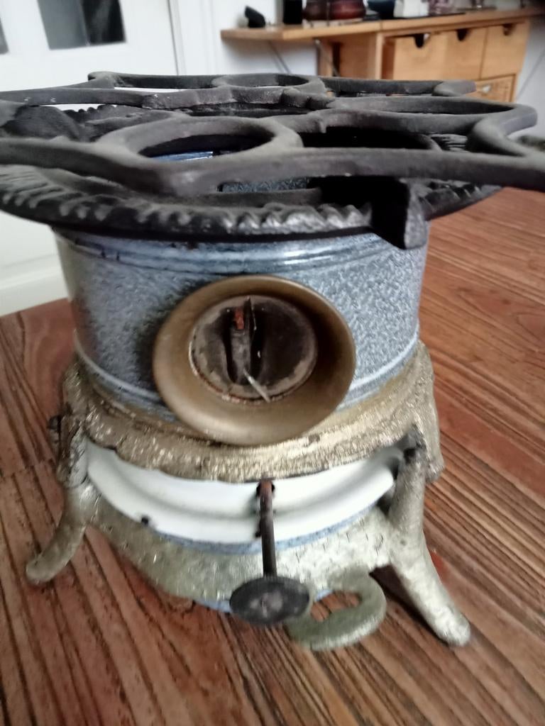 petroleumstel Haller blauw gewolkt emaille, Ophalen