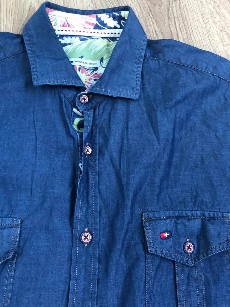 Webb&scott co donkerblauw overhemden m getailleerd, Kleding | Heren, Blauw, Halswijdte 38 (S) of kleiner, Ophalen of Verzenden
