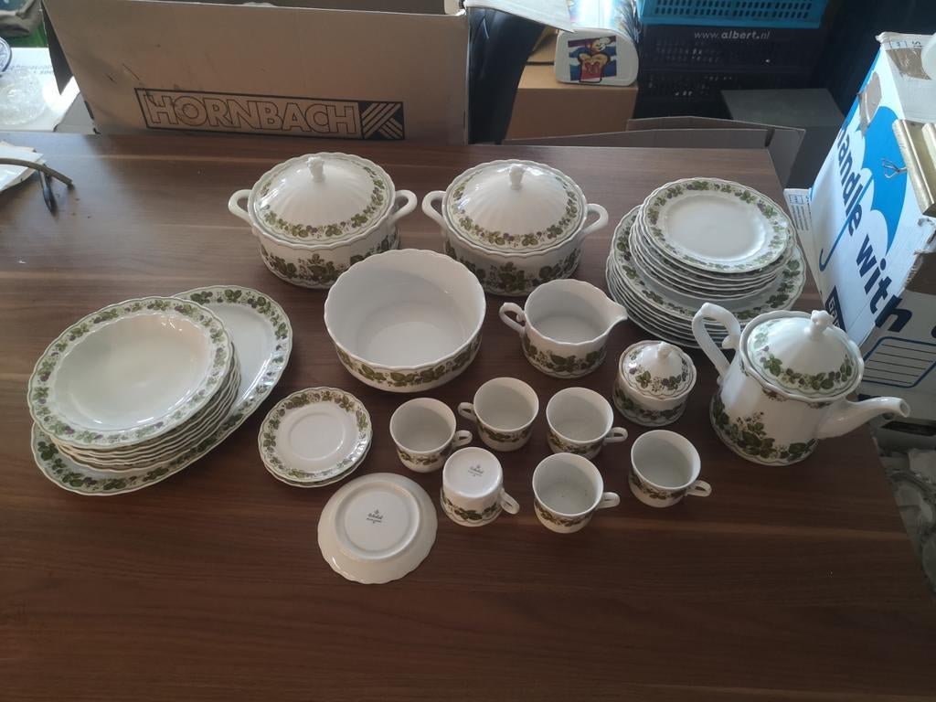 Bavaria servies eschenbach groen druivenblad, Ophalen of Verzenden, Zo goed als nieuw, Overige stijlen, Porselein