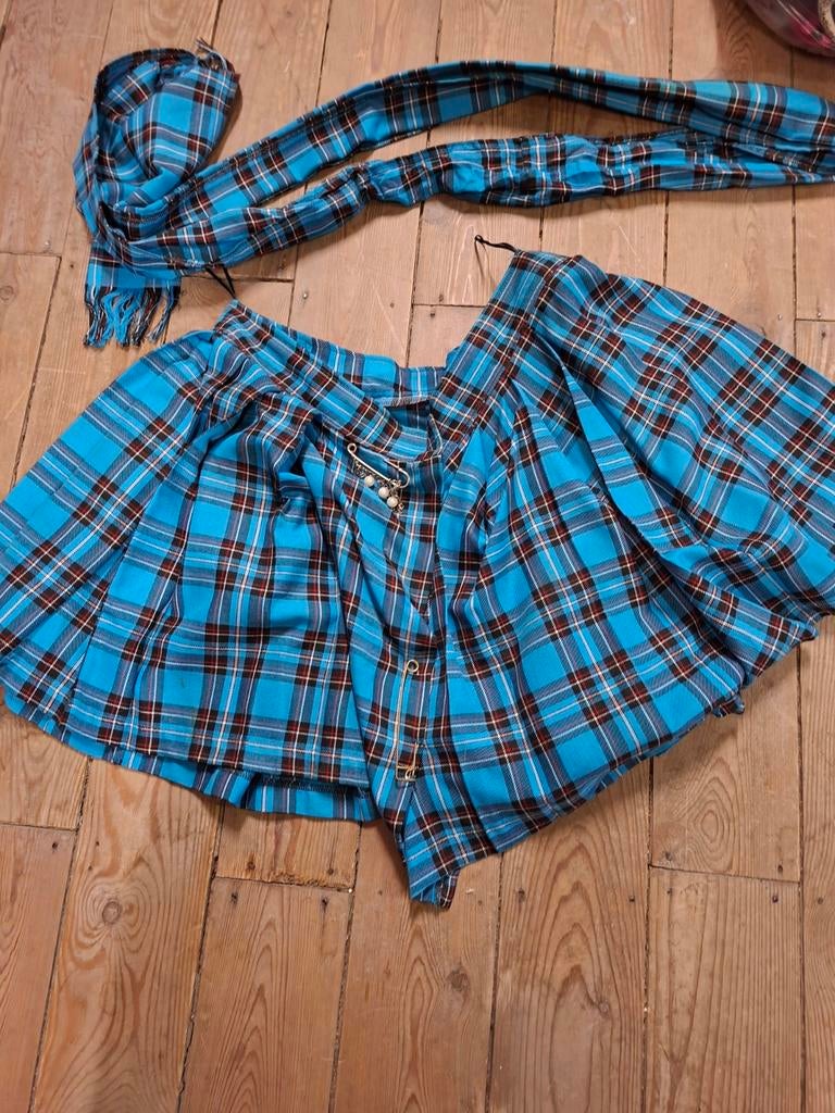 Schotse rok en sjaal blauw geruit maat, Ophalen of Verzenden