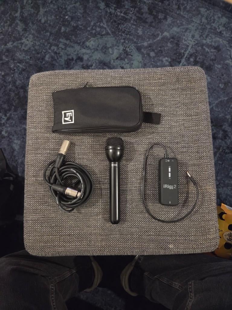 Electro-Voice RE50B microfoon +  iRig Pre 2 + XLR, Muziek en Instrumenten, Microfoons, Ophalen of Verzenden, Zo goed als nieuw