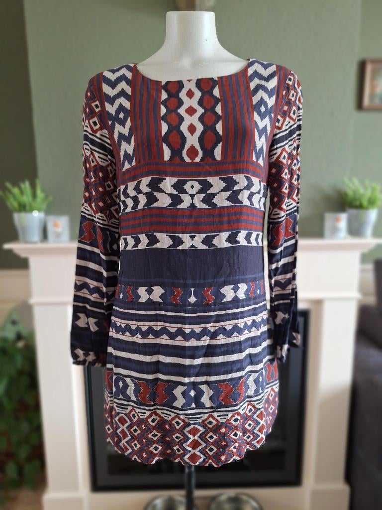 Desigual blauw rood crème jurk 40 M, Kleding | Dames, Maat 38/40 (M), Overige kleuren, Verzenden, Desigual