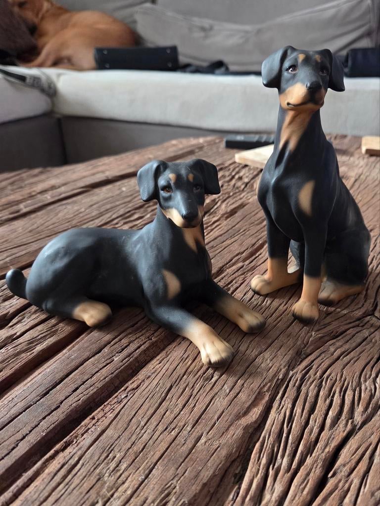 Zeldzame vintage dobermann set merk Harvey Knox, Ophalen, Zo goed als nieuw, Hond of Kat, Beeldje of Figuurtje
