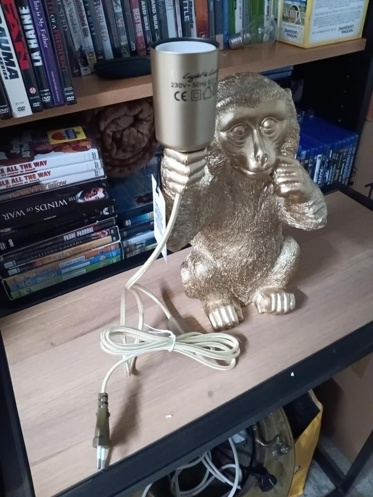 Gouden Aap Lamp - Unieke Decoratieve Tafellamp, Ophalen of Verzenden, Gebruikt, Modern, Speels, Decoratief