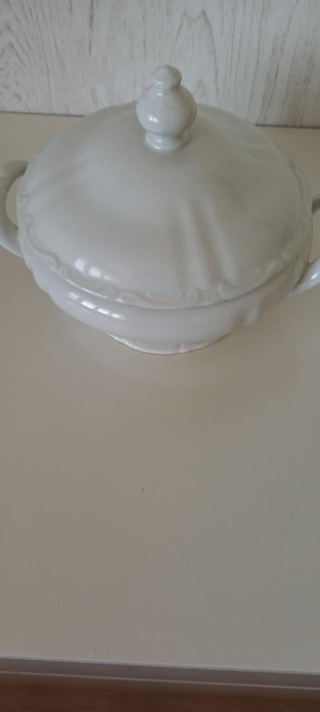 Witte soepterrine met deksel, Ophalen of Verzenden, Overige stijlen