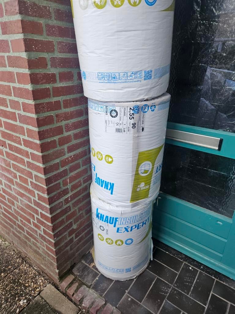 3 rollen nieuwe glaswol isolatie (3,60 m² per rol), Doe-het-zelf en Verbouw, Isolatie en Afdichting, Ophalen of Verzenden