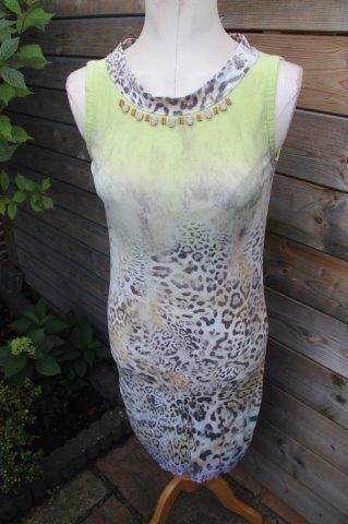 Jurk lime/ bruin Marccain mt 38/40 Vaste prijs AANBIEDING, Maat 38/40 (M), Overige kleuren, Verzenden, Zo goed als nieuw