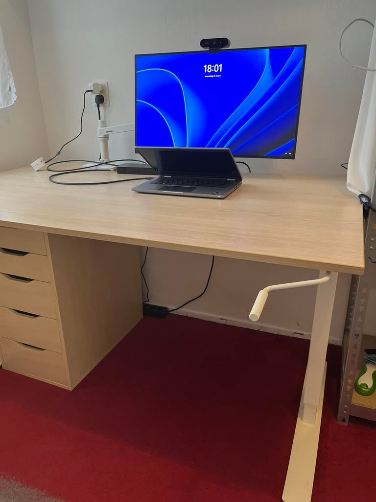 Ikea trotten bureau beige zit sta slinger, Ophalen, Gebruikt