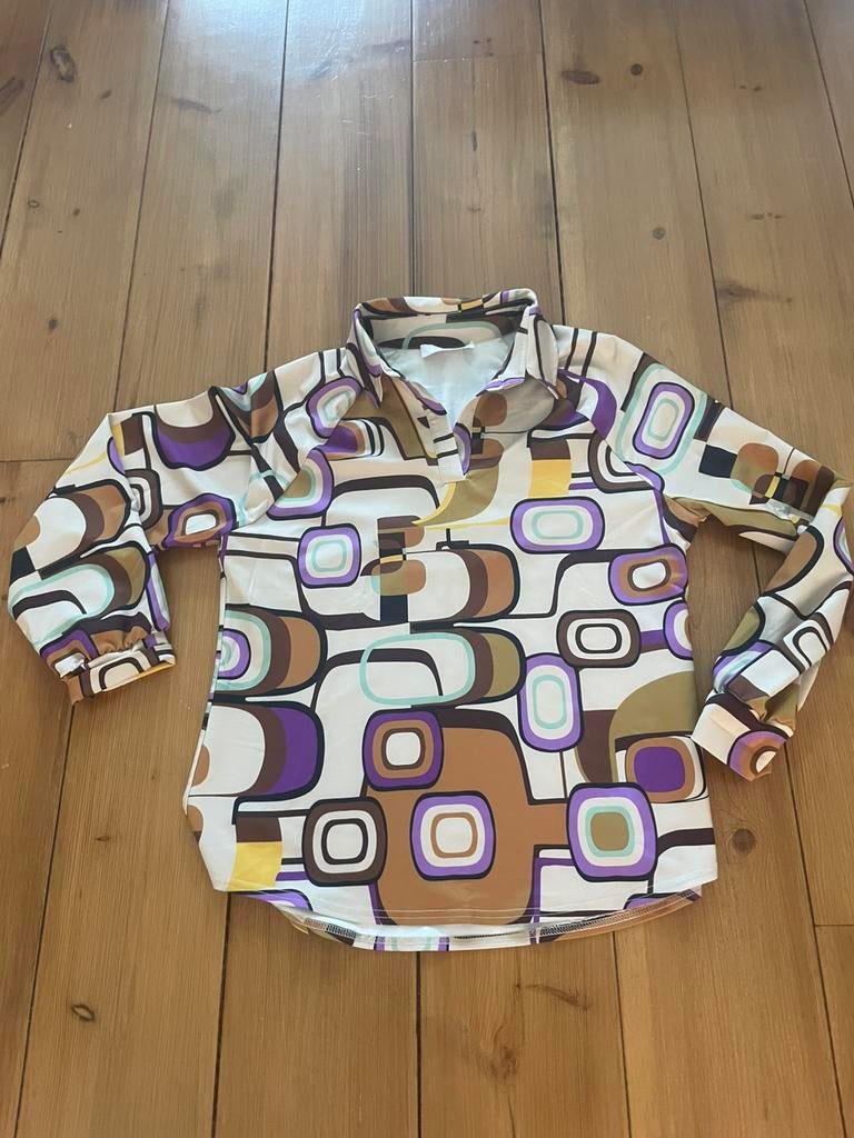 Mooie retrostijl travelstof blouse TQ Amsterdam, L, Verzenden, Zo goed als nieuw, Maat 42/44 (L), Overige kleuren