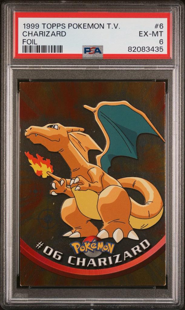Charizard Topps Foil PSA 6 - 1999 Pokémon TV, Ophalen of Verzenden, Gebruikt, Losse kaart, Foil