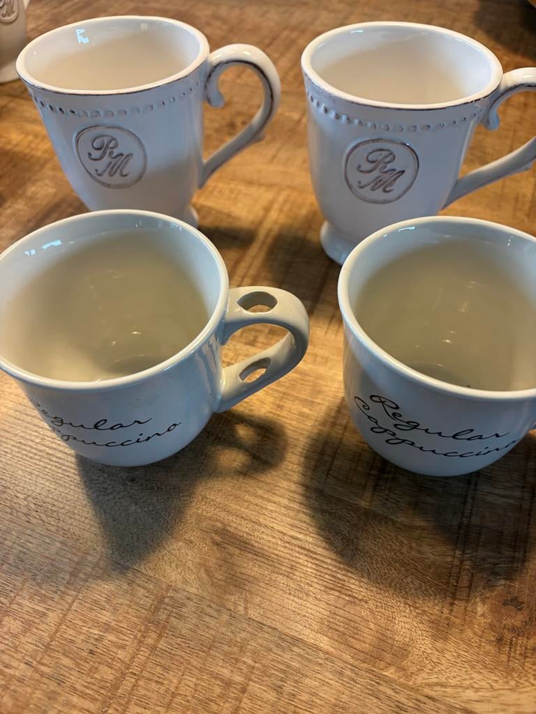Rivièra Maison 4 Cappuccino Kopjes, Huis en Inrichting, Ophalen of Verzenden, Zo goed als nieuw, Effen, Kop(pen) en/of Schotel(s)