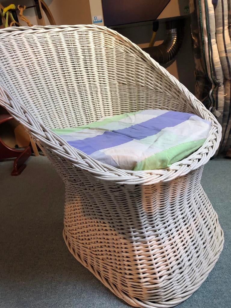 Rieten stoel wit, Ophalen, Gebruikt, Wit, Riet of Rotan