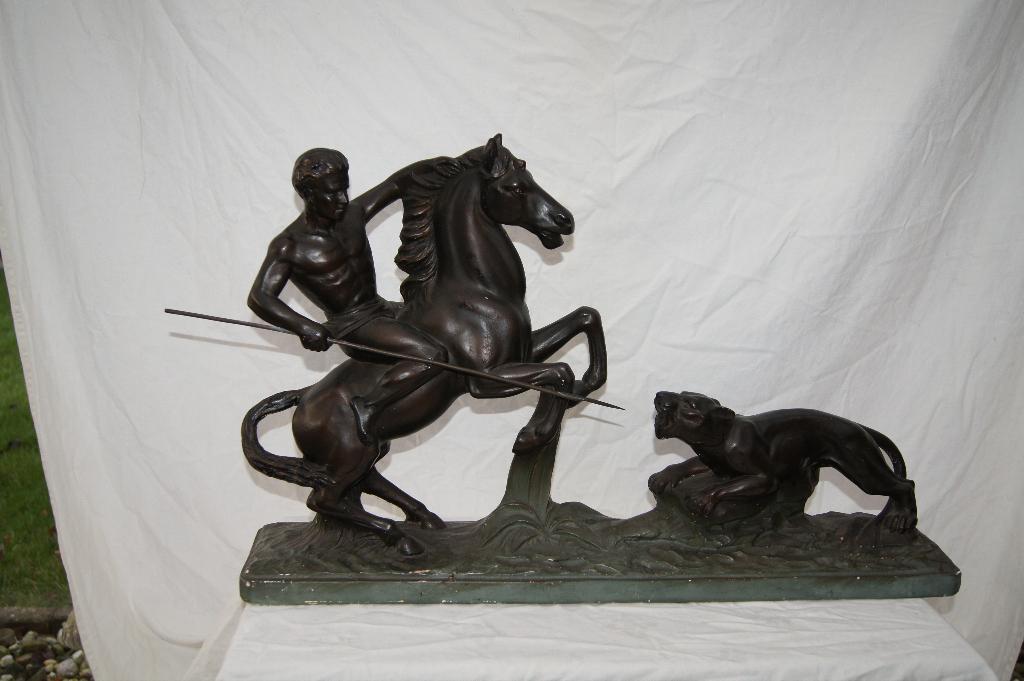 Paard / ruiter / Roofdier - Beeldengroep, Ophalen of Verzenden