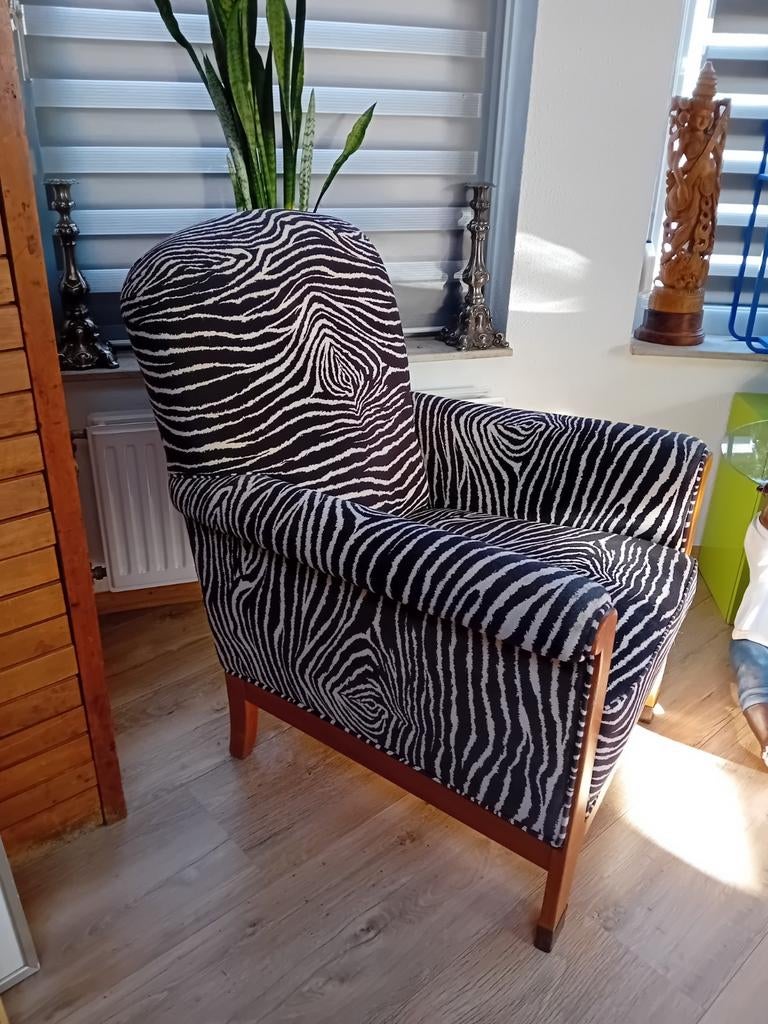 Vintage zebra fauteuil geïnspireerd op de Amsterdamse School, Ophalen