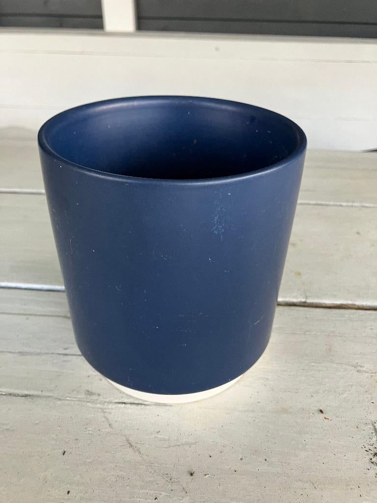 Hema steen blauwe met terracotta bloempot stenen plantenbak, Steen, Blauw, Nieuw, Ophalen of Verzenden