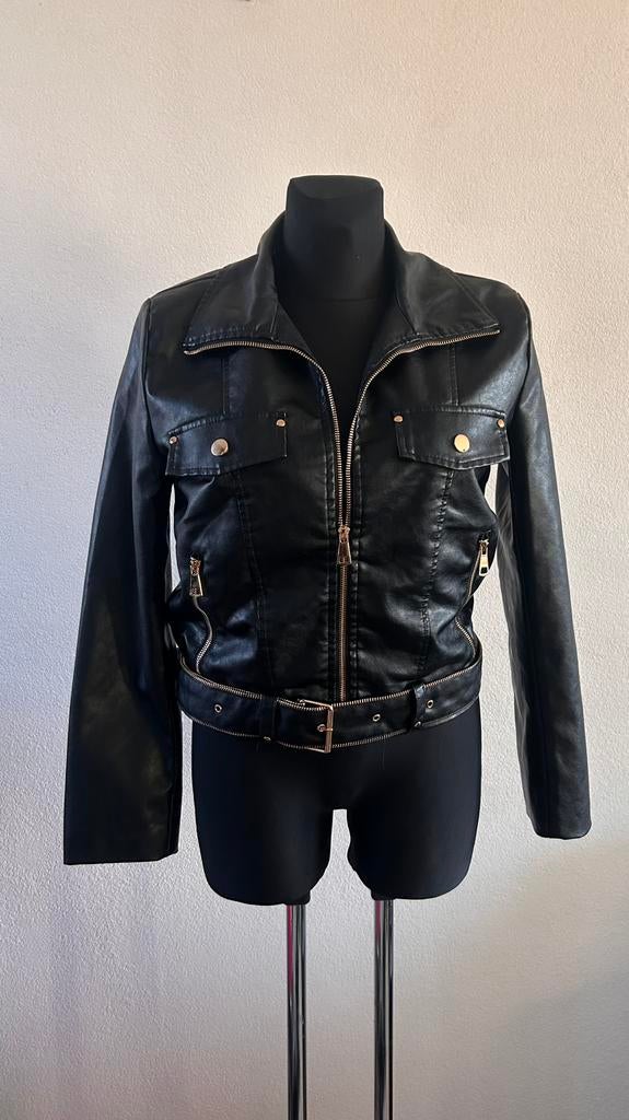 Zwart leatherlook Jack gevoerd maat L, Ophalen of Verzenden, Nieuw, Maat 42/44 (L), Zwart