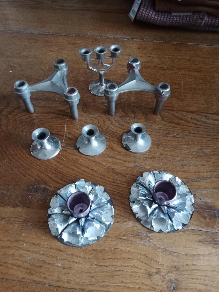 kerst kaarsen standaartjes, waaronder 2 nagelkandelaars, Diversen, Ophalen of Verzenden, Gebruikt