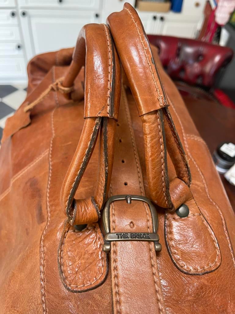 Vintage Leren Reistas "The Bridge", 40 tot 60 cm, Gebruikt, 20 tot 30 cm, Bruin