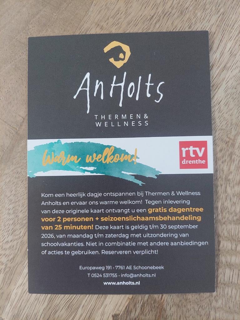 Saunabon voor 2 personen Thermen Anholts, Twee personen, Cadeaubon, Spa of Sauna