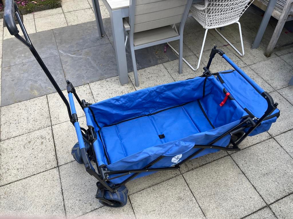 Bolderkar strand blauw met zonnententje miweba, Ophalen, Opvouwbaar, Gebruikt