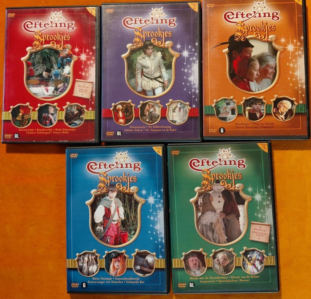 Efteling Sprookjes DVD Boxset - Deel 1 t/m 5, Gebruikt, Alle leeftijden, Ophalen of Verzenden, Tv fictie