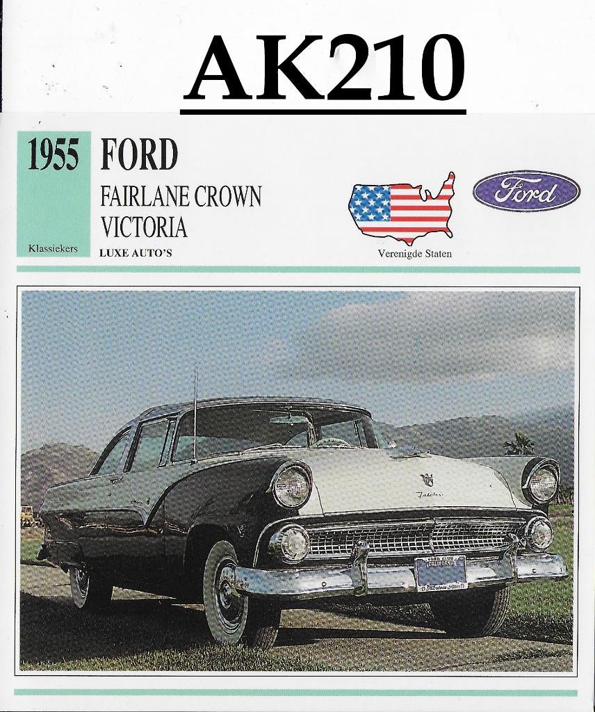 Ak210 autokaart ford fairlane crown victoria ( 1955 ), Ophalen of Verzenden, Zo goed als nieuw, Auto's