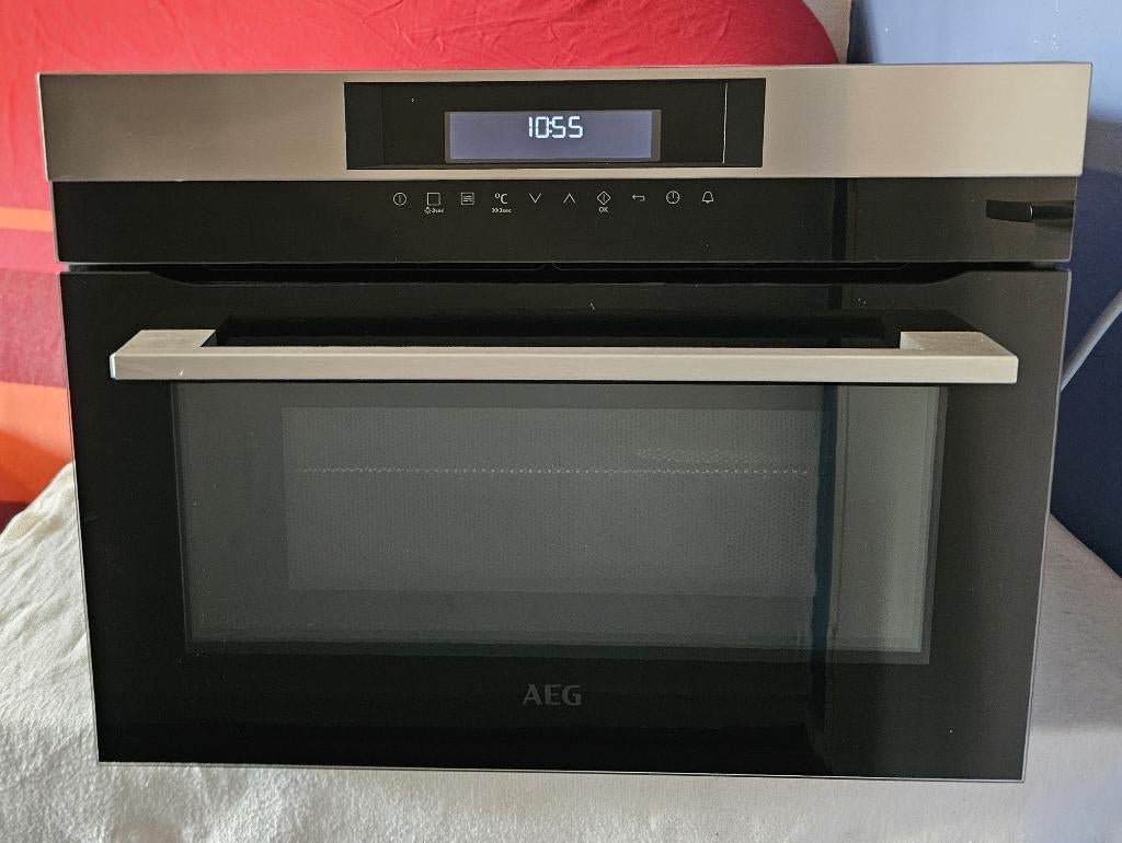 AEG KMK761000M  inbouw combi oven met magnetron, Witgoed en Apparatuur, Gebruikt, Oven met grill, Inbouw, 45 tot 60 cm