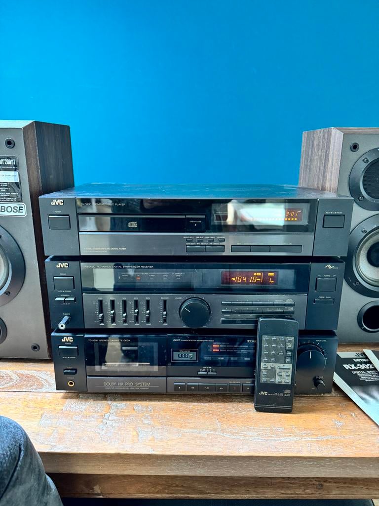 JVC Stereo-set met CD-speler en cassettedeck, Gebruikt, Cassettedeck, JVC, Losse componenten