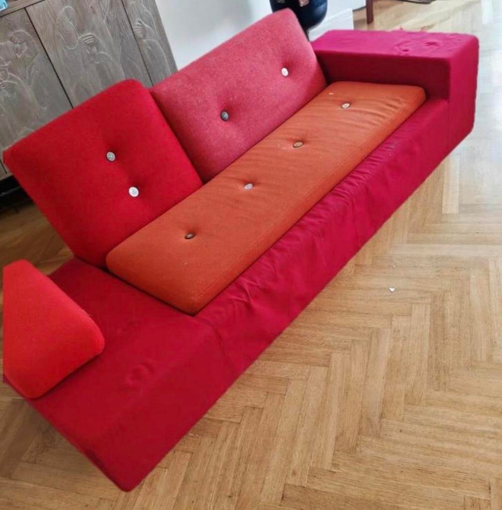 Poldersofa Hella Jongerius voor Vitra Rood XS versie, Huis en Inrichting, Overige materialen, Gebruikt, Driepersoons, 75 tot 100 cm
