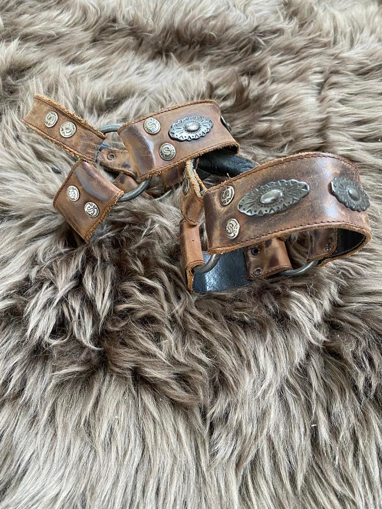 Sendra laarzenbanden leer bruin met zilveren details, Ophalen of Verzenden, Gebruikt, Bruin, Leer