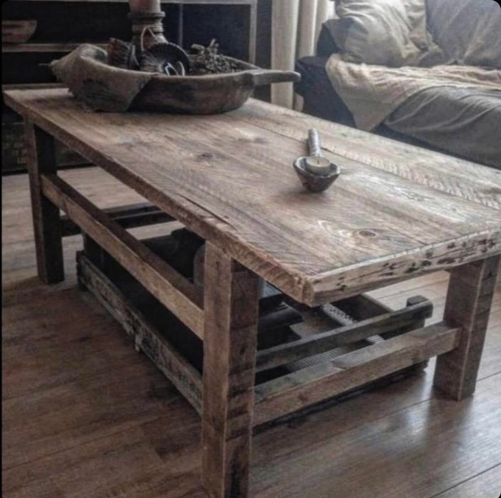 ~Stoer Sober Landelijk Houten Salontafel~, Ophalen of Verzenden, Zo goed als nieuw