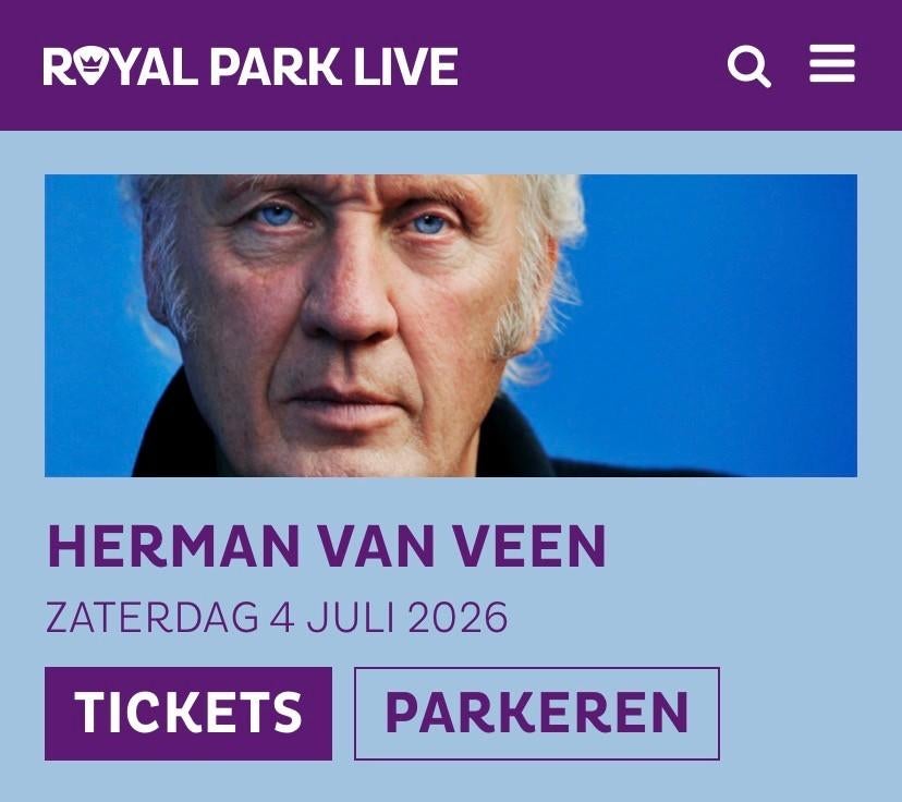 Herman van Veen Royal Park Live Paleis Soestdijk 4 juli, Twee personen, Juli