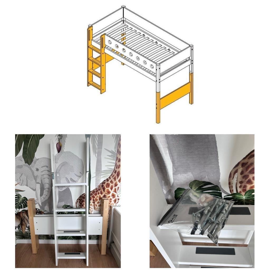 Flexa bed ombouwset naar hoogslaper met trap, Kinderen en Baby's, Kinderkamer | Stapelbedden en Hoogslapers, Ophalen, Gebruikt