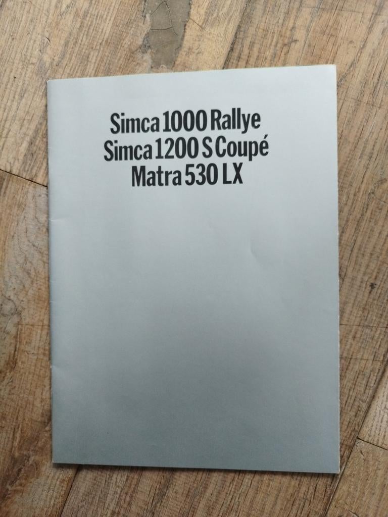 Simca 1000 Rallye 1200 S Coupé Matra 530 LX brochure 1970, Zo goed als nieuw, Overige merken, Simca, Ophalen of Verzenden