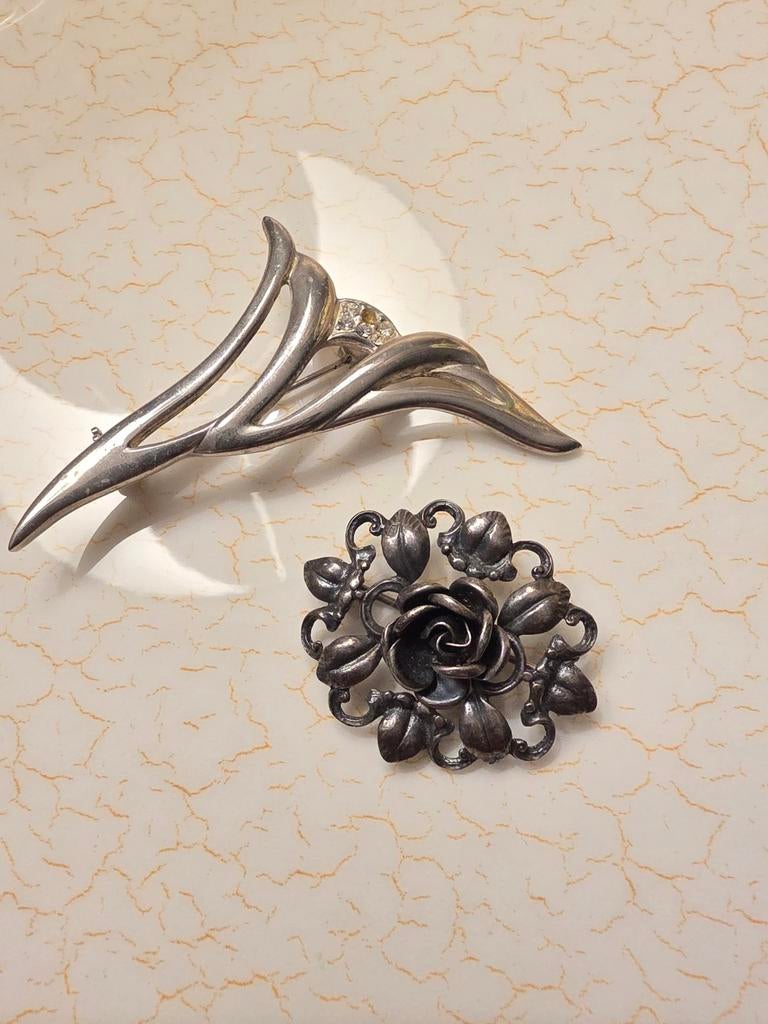 Zilveren broches, waaronder Theodor Klotz Teka, Ophalen of Verzenden