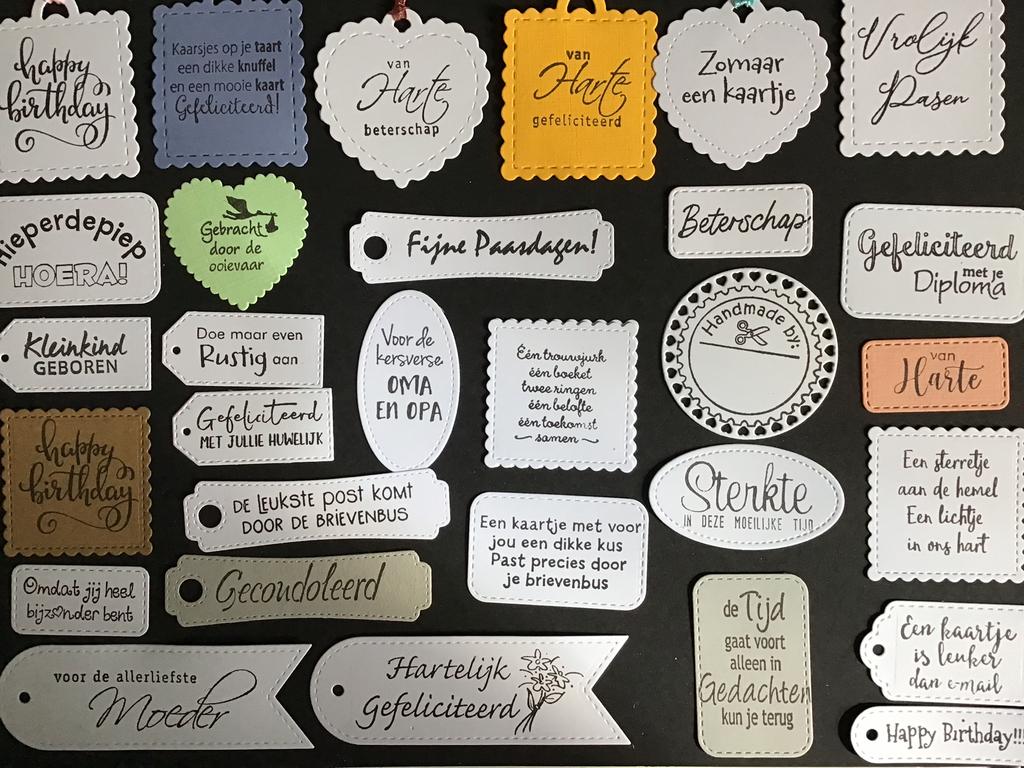 Stansjes setje labeltjes, Hobby en Vrije tijd, Kaarten | Zelf maken, Verzenden, Nieuw, Overige thema's, Overige typen