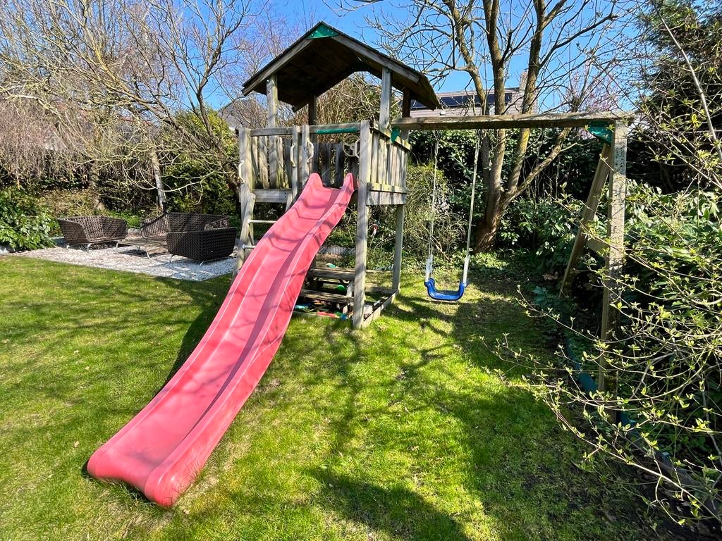 Jungle Gym speeltoestel Jungle Chalet met schommel, Ophalen, Gebruikt, Schommel