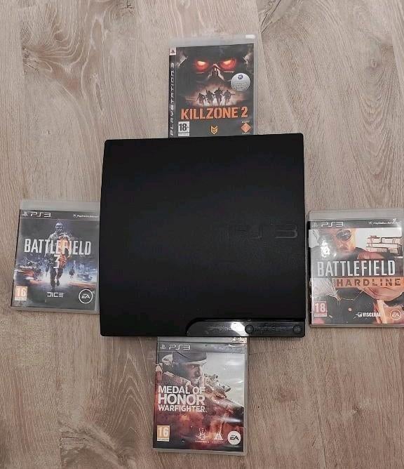 Playstation 3 (PS3) Slim 320GB met controller & games!, Met games, 320 GB, Ophalen of Verzenden, Zo goed als nieuw