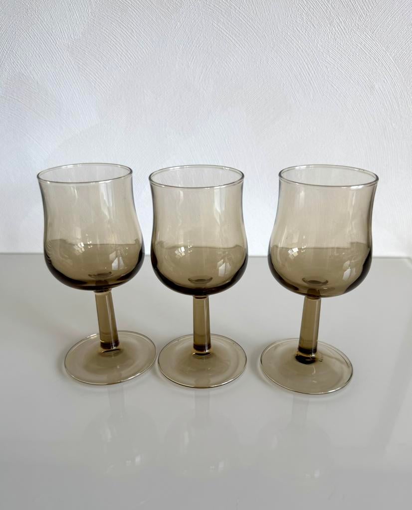 3 Vintage Luminarc Portglazen Frans Rookglas Jaren '70, Verzamelen, Glas en Borrelglaasjes, Ophalen of Verzenden, Zo goed als nieuw