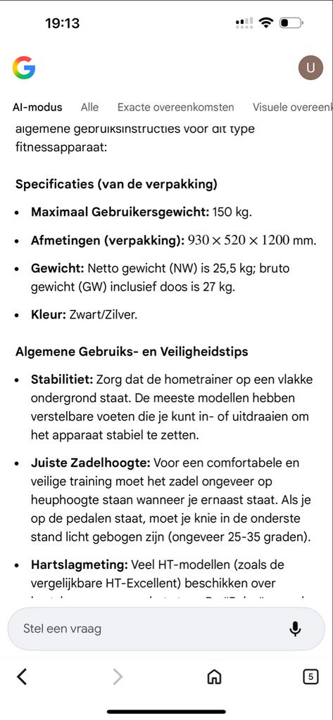 Hometrainer Olympiana Hi-Intense, Ophalen of Verzenden, Nieuw, Metaal, Hometrainer